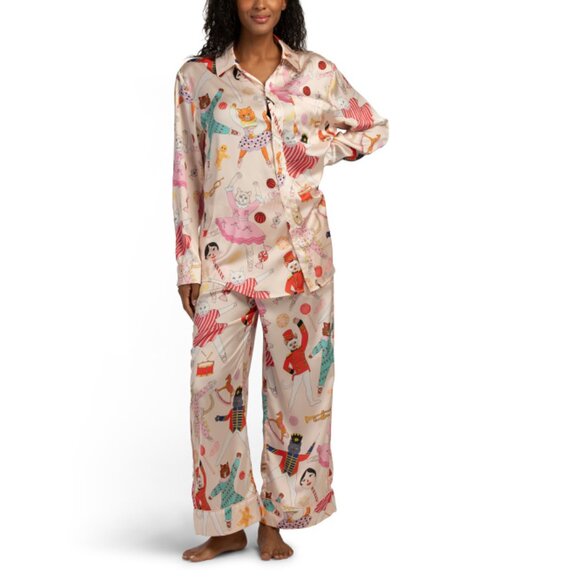 KAREN MABON Cream 2pc Cat Nutcracker Pajama Set - Picture 1 of 2